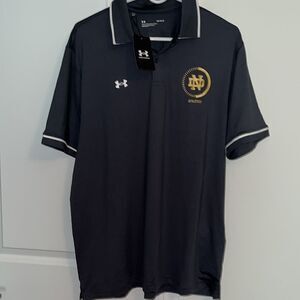 New UA Gray ND Notre Dame Fighting Irish Athletics Golf Polo Shirt BCS Playoffs